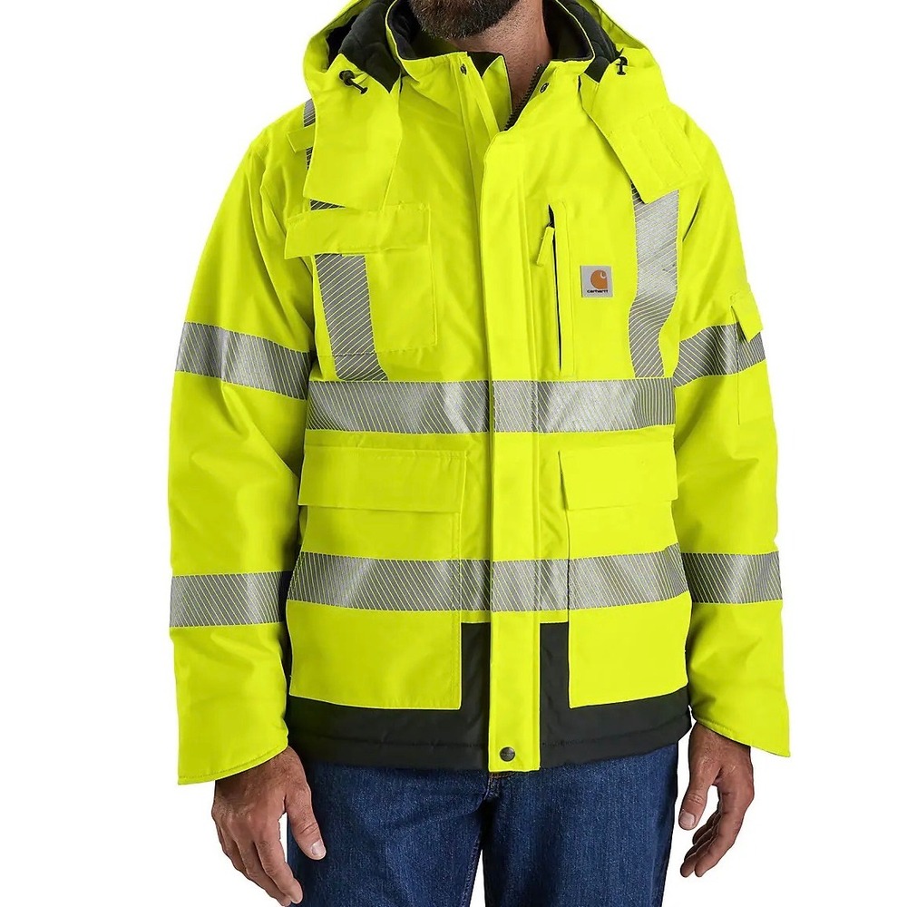 Carhartt Mens Hi-Vis Waterproof Insulated Class 3 Jacket XL‎ Loose Fit Yellow